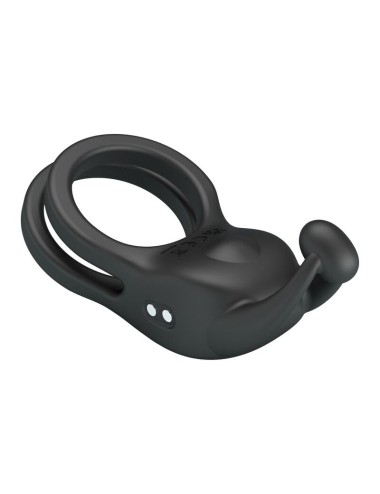PRETTY LOVE – GOODWIN WIEDERAUFLADBARER DOPPELVIBRIERENDER PENNISRING, SCHWARZ