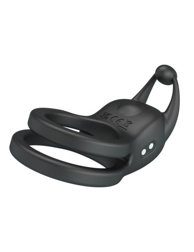 PRETTY LOVE – GOODWIN WIEDERAUFLADBARER DOPPELVIBRIERENDER PENNISRING, SCHWARZ
