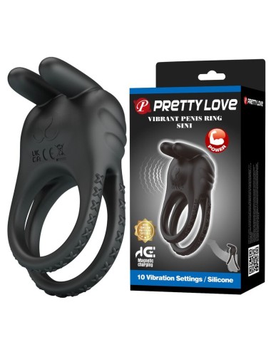 PRETTY LOVE – SINI WIEDERAUFLADBARER VIBRATIONS-PENISRING MIT 10 FUNKTIONEN, SCHWARZ