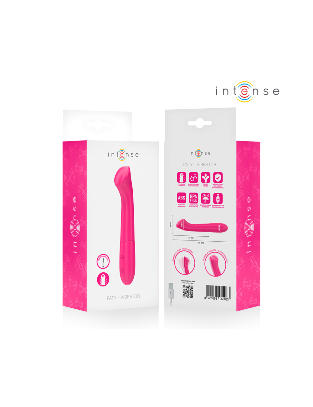 INTENSE - PATY VIBRATOR 19 CM FLEXIBEL 10 VIBRATIONEN MODELL 2 PINK