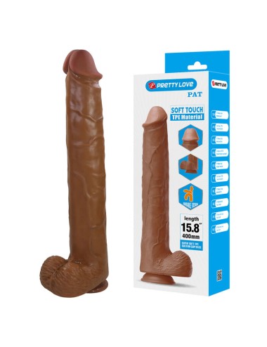PRETTY LOVE - PAT REALISTISCHER FLEXIBLER DILDO MIT SAUGNAPF 40 CM -Ø- 6 CM BRAUN