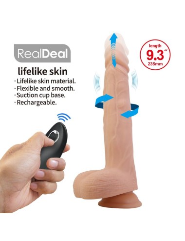 PRETTY LOVE - MILES STOSS- UND ROTATIONS-VIBRATIONSDILDO MIT FERNBEDIENUNG, 23,5 CM Ø 4,8 CM, NATUR