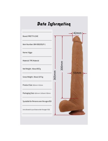 PRETTY LOVE - VIGGO REALISTISCHER, WEICHES HAUTGLEITENDER DILDO, 36,5 CM, BRAUN