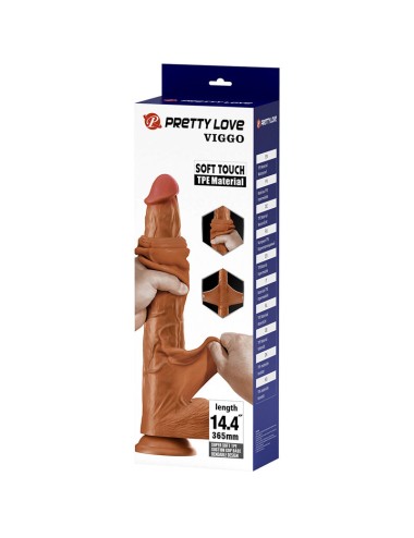 PRETTY LOVE - VIGGO REALISTISCHER, WEICHES HAUTGLEITENDER DILDO, 36,5 CM, BRAUN