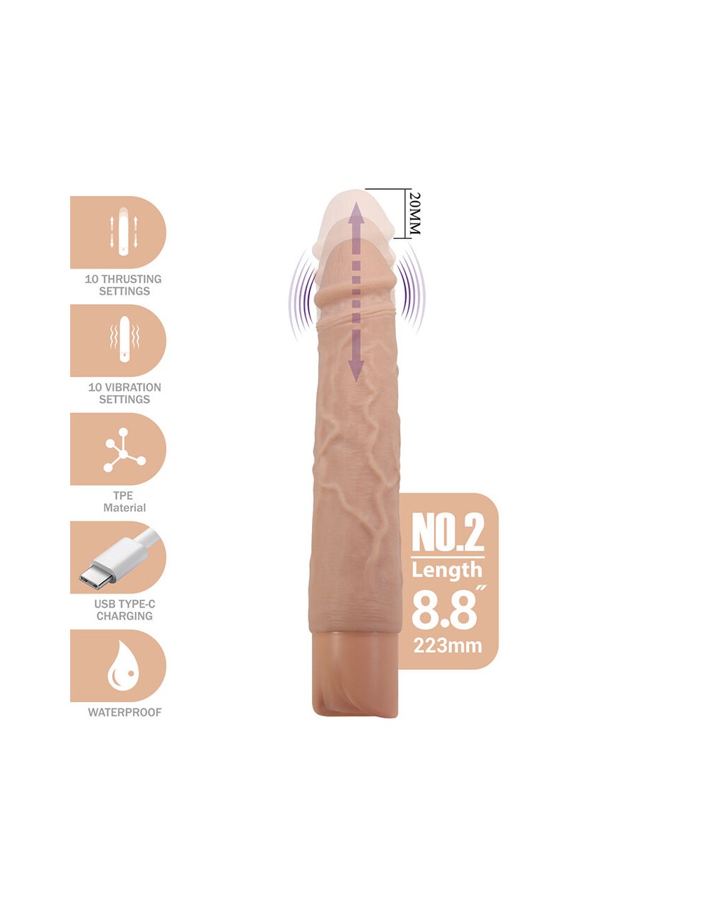 PRETTY LOVE - KESSLER REALISTISCHER VIBRATIONSDILDO MIT 10 VIBRATIONSMODI UND 10 STÖSSEN