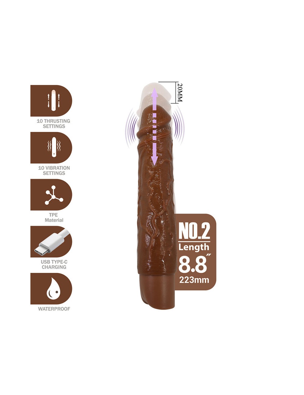 PRETTY LOVE – KESSLER REALISTISCHER VIBRATIONSDILDO MIT 10 VIBRATIONSMODI UND 10 STÖSSEN