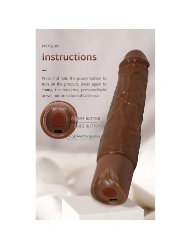 PRETTY LOVE – KESSLER REALISTISCHER VIBRATIONSDILDO MIT 10 VIBRATIONSMODI UND 10 STÖSSEN, 22 CM, BRAUN