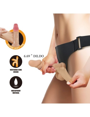 PRETTY LOVE - ZANE HARNESS MIT FLEXIBLES DILDO 17 CM Ø 4,3 CM NATÜRLICH