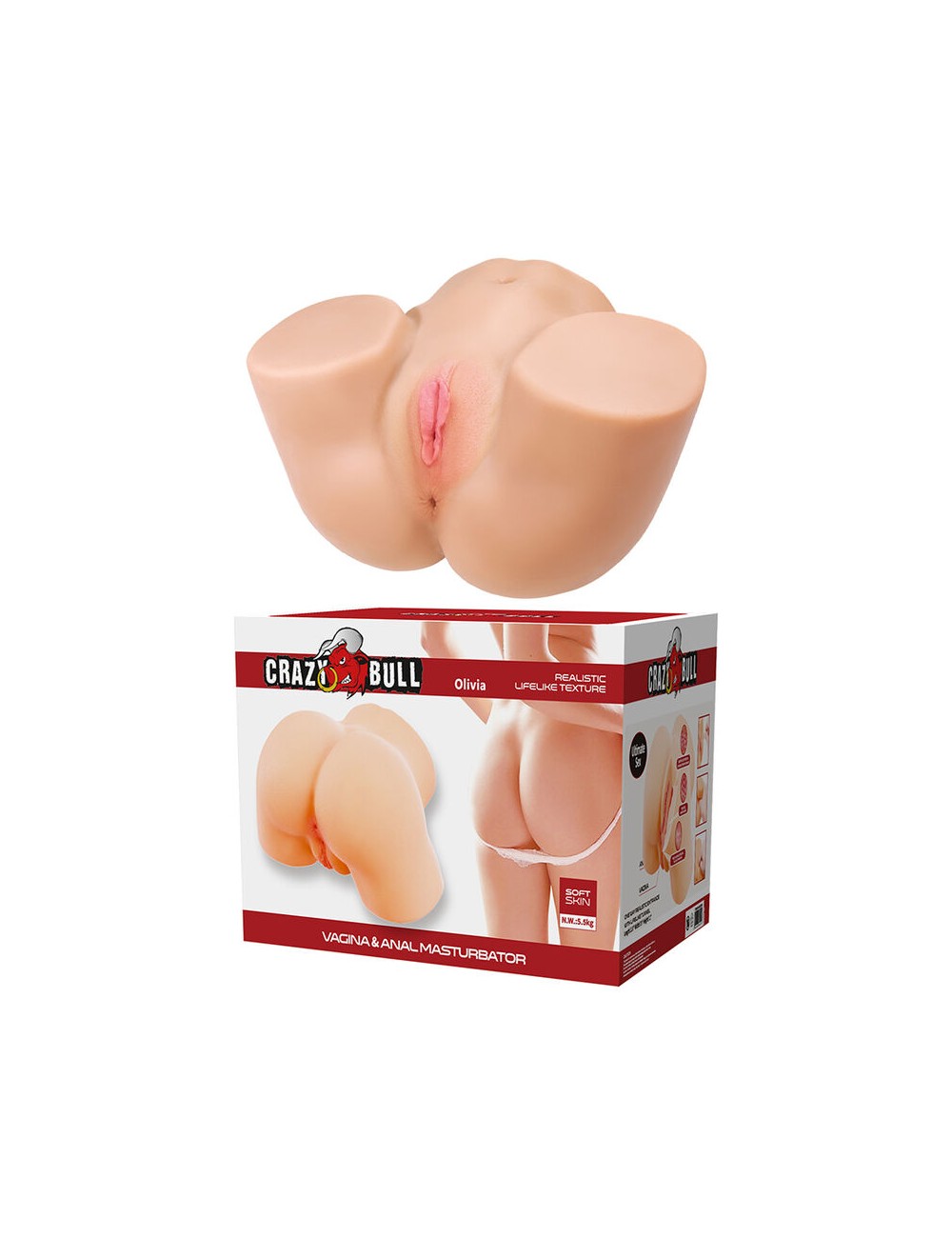 CRAZY BULL - OLIVIA  DOPPELTER VAGINAL- UND ANALVIBRATIONSMASTURBATOR FLESH