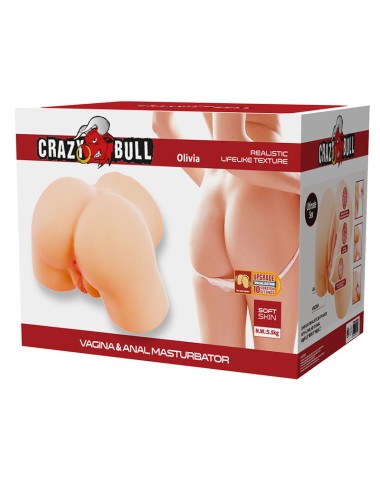 CRAZY BULL - OLIVIA  DOPPELTER VAGINAL- UND ANALVIBRATIONSMASTURBATOR FLESH