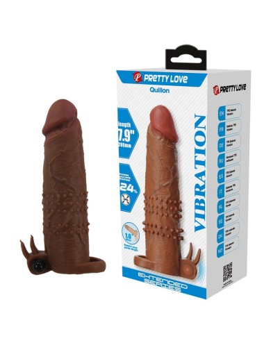 PRETTY LOVE - QUILLON VIBRIERENDER PENISSLEEVE 20 CM Ø 4 CM BRAUN