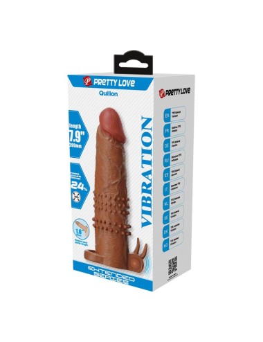 PRETTY LOVE - QUILLON VIBRIERENDER PENISSLEEVE 20 CM Ø 4 CM BRAUN