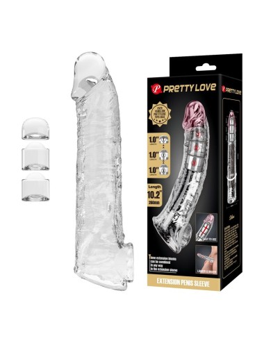 PRETTY LOVE - VERSTELLBARE PENISVERLÄNGERUNGSHÜLLE 26 CM Ø 4 CM TRANSPARENT