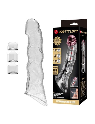 PRETTY LOVE - VERSTELLBARE PENISVERLÄNGERUNGSHÜLLE 28 CM Ø 4,5 CM TRANSPARENT