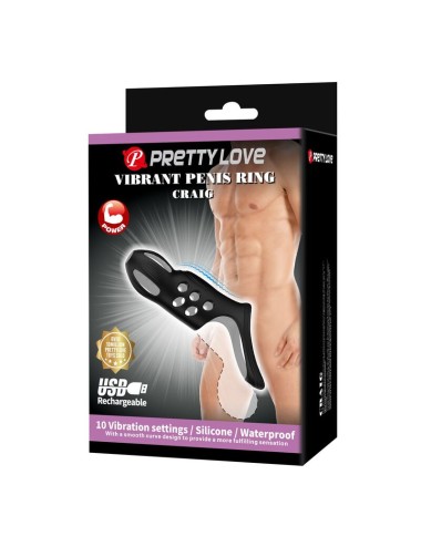 PRETTY LOVE - CRAIG WIEDERAUFLADBARER VIBRIERENDER PENISRING SCHWARZ