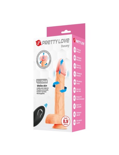 PRETTY LOVE - DAVEY STOSS- UND ROTATIONS-VIBRATIONSDILDO MIT FERNBEDIENUNG, 22,5 CM Ø 4,8 CM, NATUR