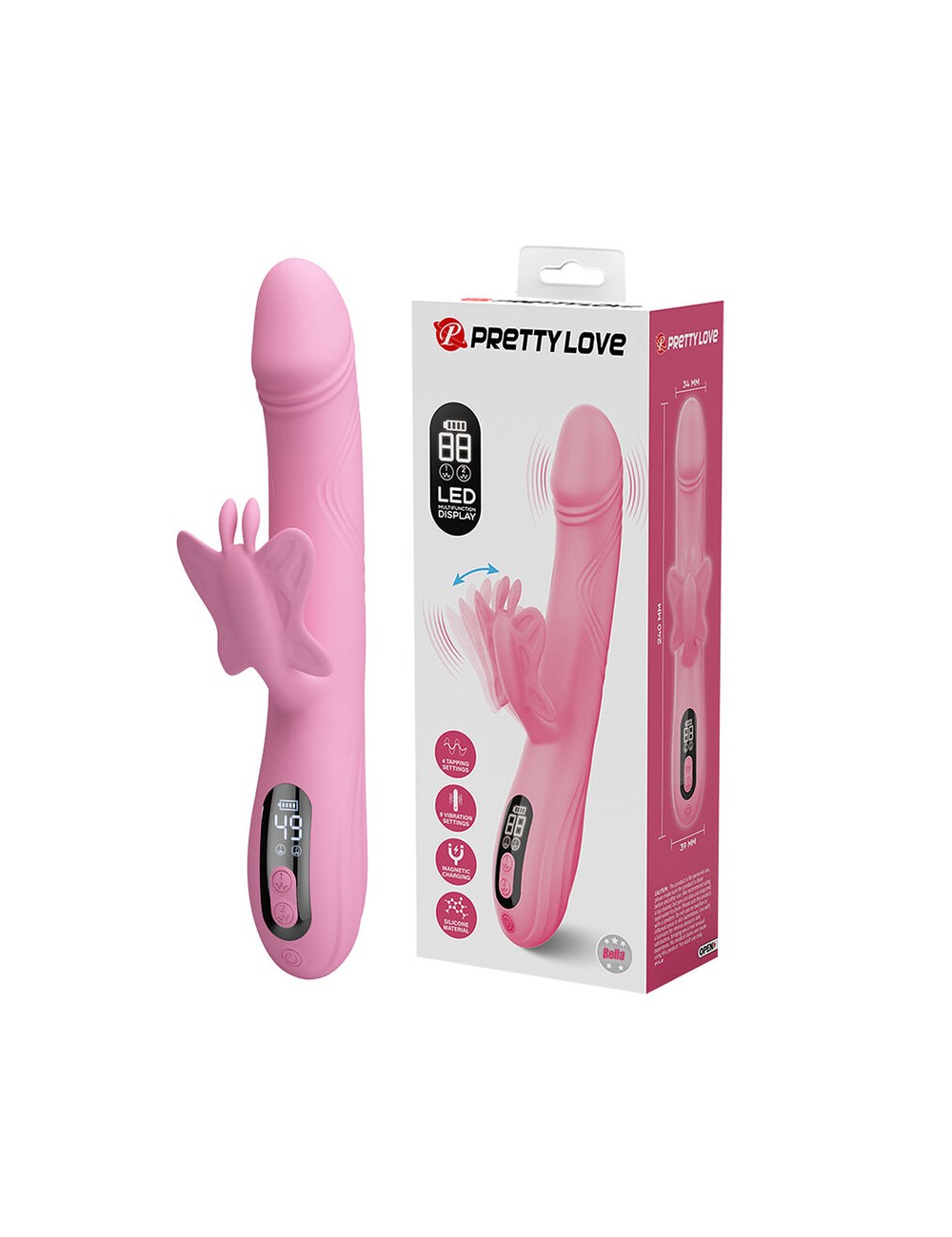 PRETTY LOVE - BELLA RABBIT VIBRATOR MIT SCHMETTERLINGS-STIMULATION UND LED PINK