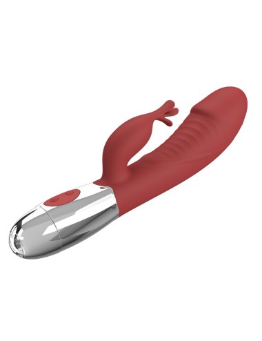 PRETTY LOVE – ROSENHOLZ-HASE-VIBRATOR MIT 30 FUNKTIONEN, USB-AUFLADBAR, ROT