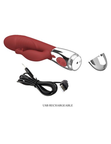 PRETTY LOVE – ROSENHOLZ-HASE-VIBRATOR MIT 30 FUNKTIONEN, USB-AUFLADBAR, ROT