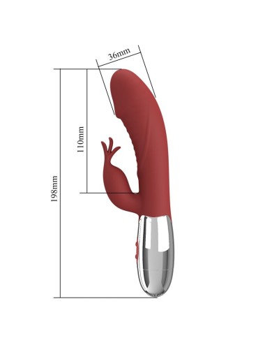 PRETTY LOVE – ROSENHOLZ-HASE-VIBRATOR MIT 30 FUNKTIONEN, USB-AUFLADBAR, ROT