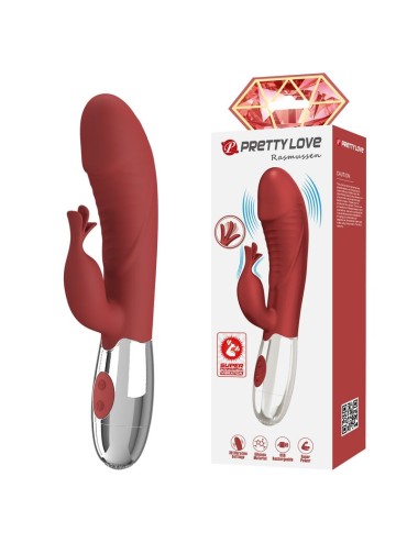 PRETTY LOVE – ROSENHOLZ-HASE-VIBRATOR MIT 30 FUNKTIONEN, USB-AUFLADBAR, ROT