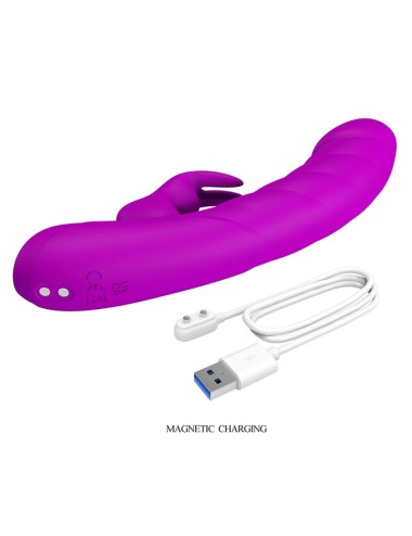 PRETTY LOVE - MONICA WIEDERAUFLADBARER DOPPEL-STIMULATIONSVIBRATOR FÜR G-PUNKT UND KLITORIS, LILA