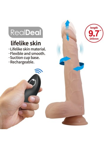 PRETTY LOVE - NOLAN STOSS- UND ROTATIONS-VIBRATIONSDILDO MIT FERNBEDIENUNG, 24,5 CM Ø 5 CM, NATUR