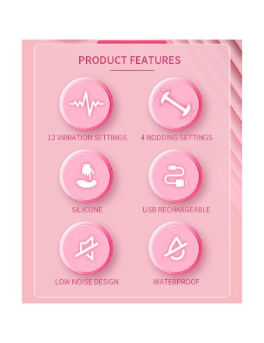 PRETTY LOVE – DUDEN WIEDERAUFLADBARER SILIKON-VIBRATOR MIT 12 VIBRATIONSMODI UND 3 SCHAUKELMODI, PINK