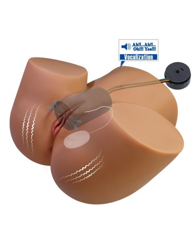 CRAZY BULL - REALISTISCHER WEIBLICHER TORSO-MASTURBATOR MIT DOPPELEINTRITT, VIBRATIONS- UND SAUGFUNKTION, NATURFARBE