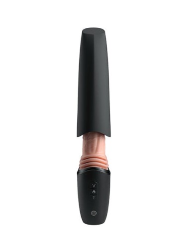 KING COCK PLUS – STOSSENDER SILIKON-DILDO MIT GASHEBEL, VIBRATIONSFUNKTION UND WÄRMELICHT, 12.7 CM