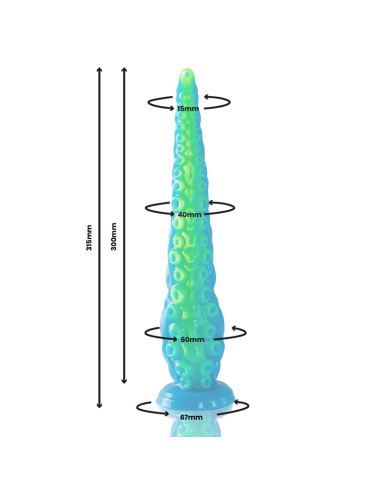 EPIC - SCYLLA FLUORESZIERENDER DÜNNER TENTAKELDILDO GROSSE GRÖSSE