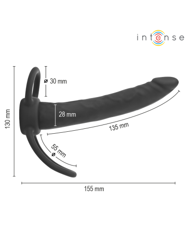 INTENSE - LUCAS ANALDILDO MIT PENIS- UND HODENRING AUS SILIKON
