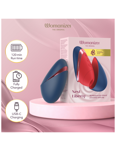 WOMANIZER - NEXT LIBERTY 3D PLEASURE AIR KLITORALSTIMULATOR BLAU/ROT