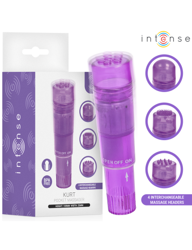 INTENSE - KURT MINI-MASSAGEGERÄT MIT 4 AUSTAUSCHBAREN AUFSÄTZEN