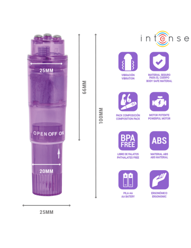 INTENSE - KURT MINI-MASSAGEGERÄT MIT 4 AUSTAUSCHBAREN AUFSÄTZEN, LILA