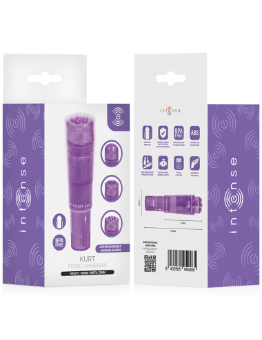INTENSE - KURT MINI-MASSAGEGERÄT MIT 4 AUSTAUSCHBAREN AUFSÄTZEN, LILA