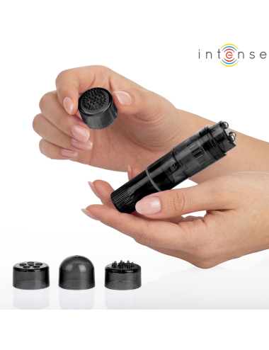 INTENSE - KURT MINI-MASSAGEGERÄT MIT 4 AUSTAUSCHBAREN AUFSÄTZEN SCHWARZ