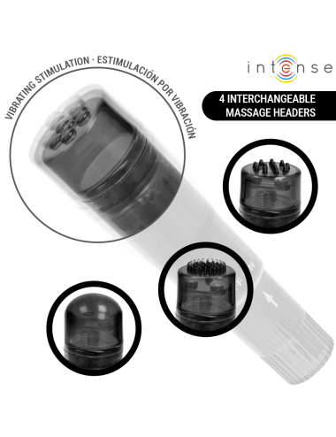 INTENSE - KURT MINI-MASSAGEGERÄT MIT 4 AUSTAUSCHBAREN AUFSÄTZEN SCHWARZ