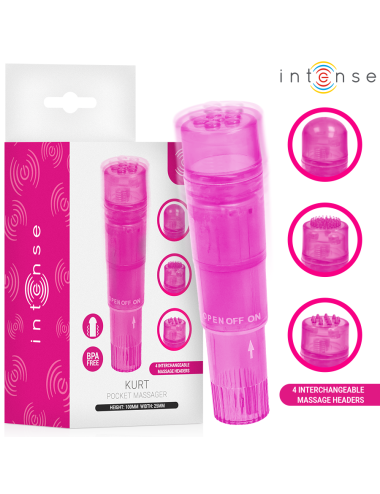 INTENSE - KURT MINI-MASSAGEGERÄT MIT 4 AUSTAUSCHBAREN AUFSÄTZEN PINK