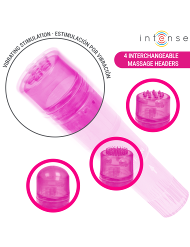 INTENSE - KURT MINI-MASSAGEGERÄT MIT 4 AUSTAUSCHBAREN AUFSÄTZEN PINK