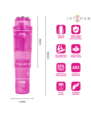 INTENSE - KURT MINI-MASSAGEGERÄT MIT 4 AUSTAUSCHBAREN AUFSÄTZEN PINK