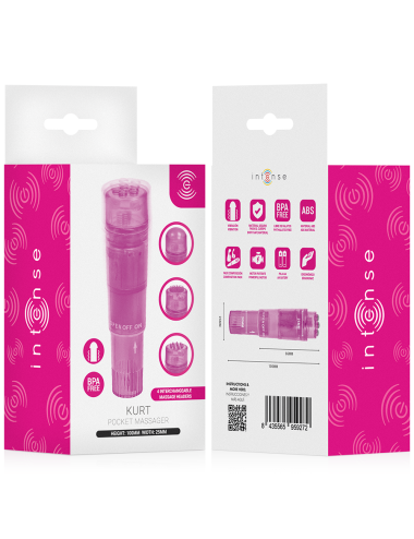 INTENSE - KURT MINI-MASSAGEGERÄT MIT 4 AUSTAUSCHBAREN AUFSÄTZEN PINK